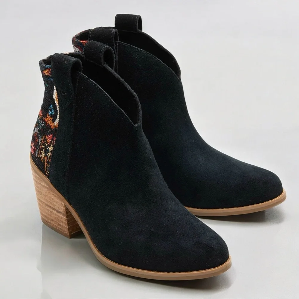 TOMS Constance Western Embroidered Bootie in Black NEW - Picture 15 of 15